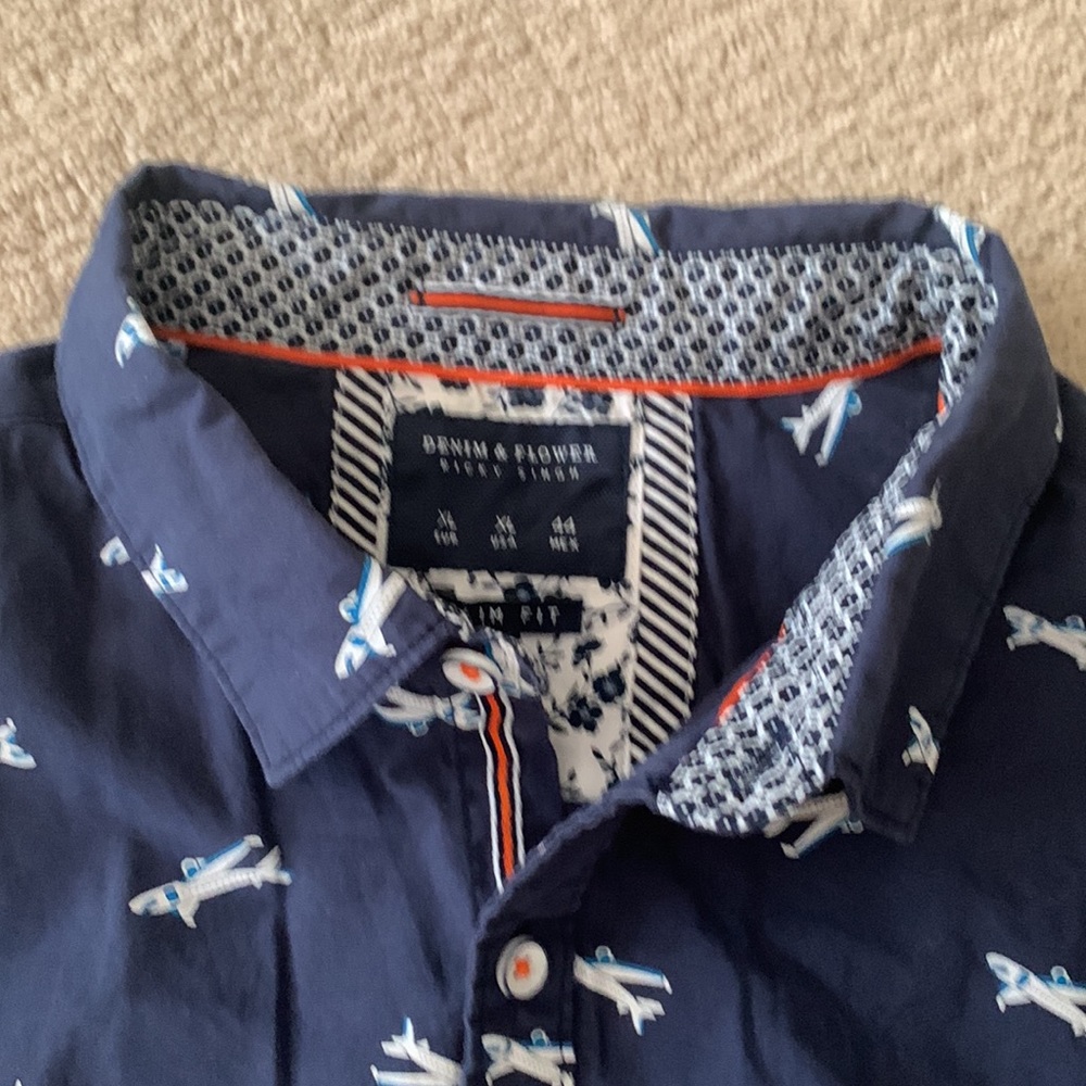 XL Denim and Flower Dress Shirt - Picture 4 of 4